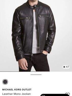 Michael Kors Black Leather Moto Bomber Jacket